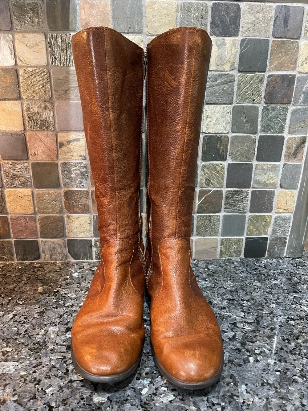 Born Amila Brown Leather Riding Boots with Stud Detail Size 9.5